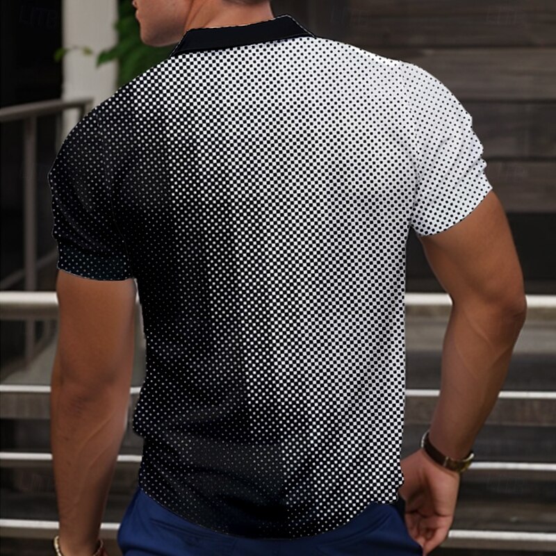 Men's Ombre Geometic Polo Short Sleeve Polo Shirts Collared Shirts Casual School Outdoor Athleisure Daily Wear 3D Print Summer Black2