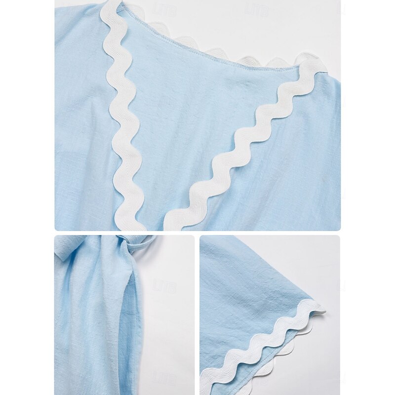 Women's Normal Romper Active Solid Color Sleeveless V Neck Lace up High Waist Vacation Daily Regular Fit Blue Summer3