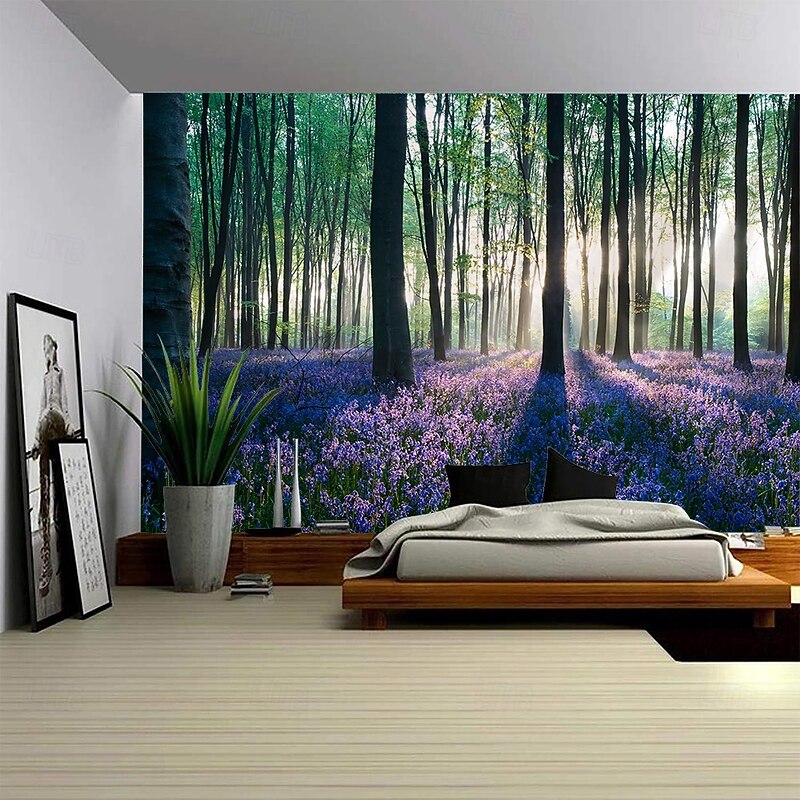 A forest landscape hanging tapestry mural art large-scale tapestry mural decoration photo background blanket curtain home bedroom living room decoration3
