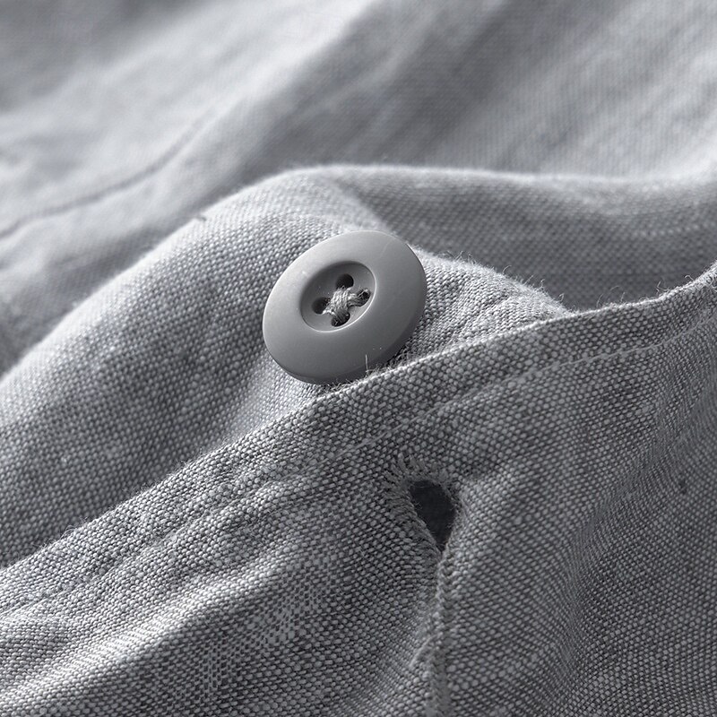 Men's 100% Linen Blazer Blazer Business Cocktail Party Wedding Party Fashion Casual Spring Autumn / Fall 100% Linen Solid Color Pocket Buttons Comfortable Single Breasted Blazer Navy Blue khaki Gray3