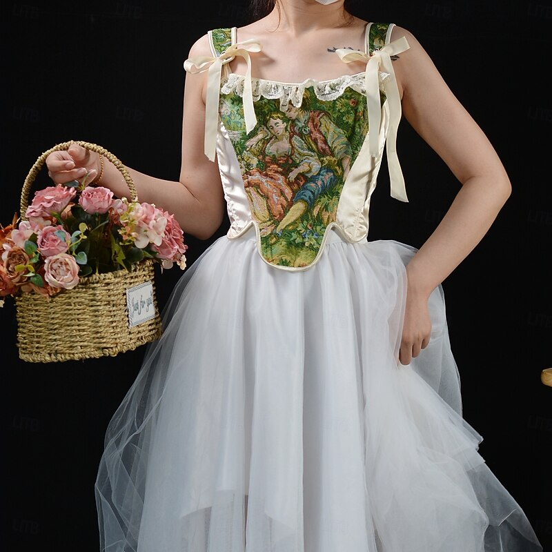 Retro Vintage Medieval Renaissance Corset Vest Bustier Jacquard Oil Painting Fancy Dress Women's Celtic Fantasy Royal Halloween Carnival Party Casual Daily LARP Adults' Corset2