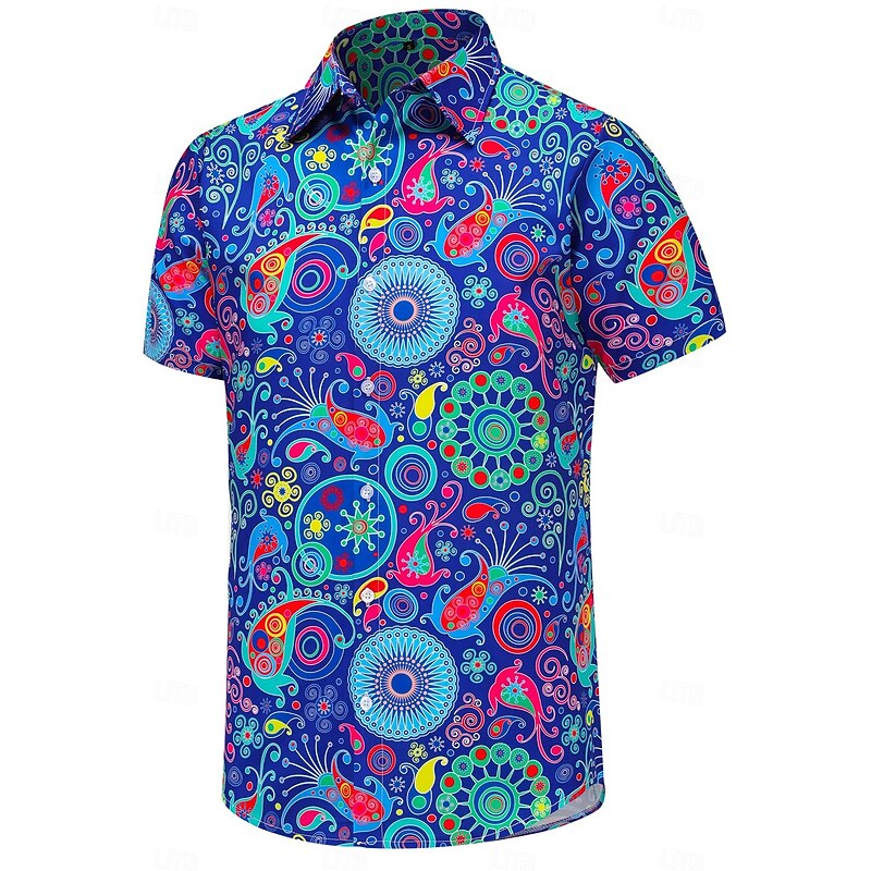 Retro Vintage 1970s Shirt Aloha Shirt Hippie Paisley Fancy Dress Men's Masquerade Vacation Party Pride Parade Adults' Shirt4