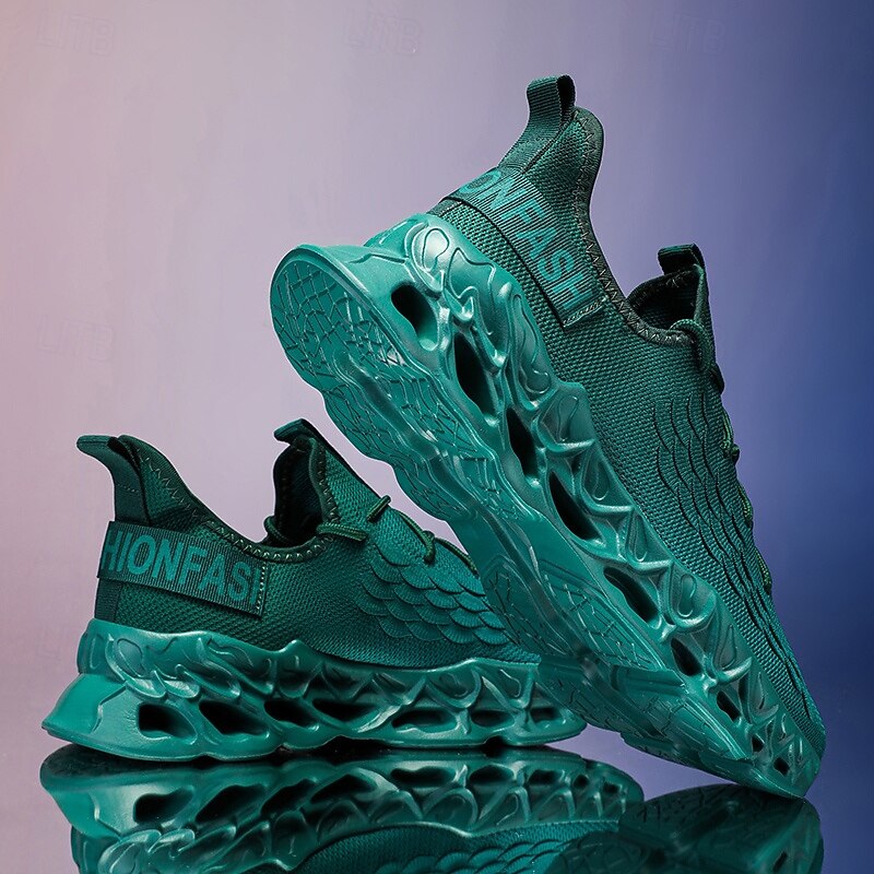 Men's Green Running Sneakers with Mesh Upper and Lightweight Design – Breathable, Comfortable Athletic Shoes for Sports, Workouts and Casual Wear3