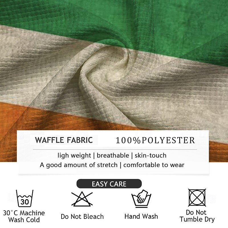 Men's Shamrock Waffle Polo Shirts Short Sleeve Polo Shirts Collared Shirts Casual Business Casual Party Evening Wear Dailywear Festival Outfit Buttons 3D Print Summer White 1 Black Rock Green3