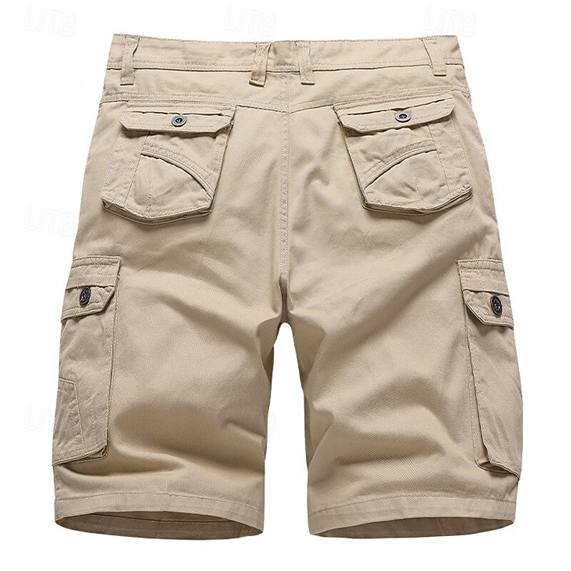 Men's Cargo Shorts Shorts Bermuda shorts Work Shorts Casual Shorts Multi Pocket Straight Leg Plain Moisture Wicking Wearable Knee Length Outdoor Camping & Hiking Going out Fashion Streetwear Black4
