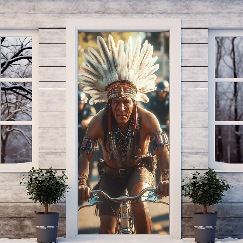 Indian Riding Door Decorations Door Covers Door Tapestry Door Curtain Decoration Backdrop Indoor/Outdoor Door Banner for Front Door Farmhouse4
