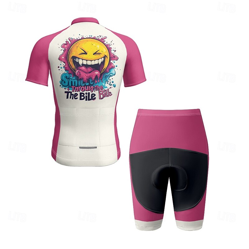 Men's Cycling Jersey with Shorts Graphic Letter & Number Short Sleeve Bike Clothing Suit with 3 Rear Pockets Mountain Bike MTB Road Bike Cycling Front Zipper Sweat wicking Comfortable Breathable3