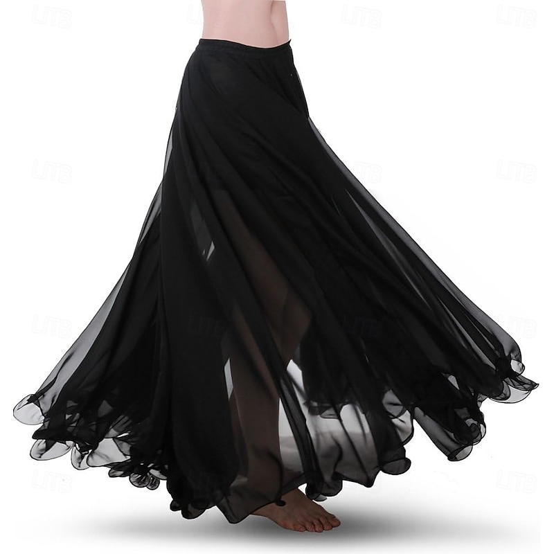 Women's Belly Dance Skirt Chiffon Dance Dress Family Photo Clothing Flowing Maxi Dress Halloween Costume Gift4