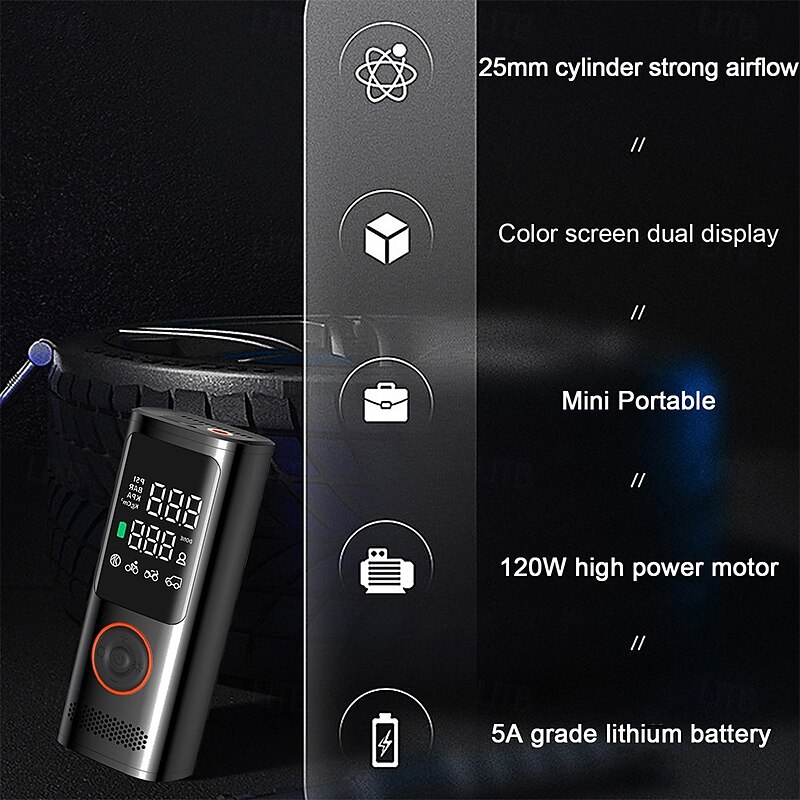 Tire Inflator Portable Air Compressor - tire inflator 25000mAh & 160PSI4X Fast portable air compressor with LCD Digital Tire2