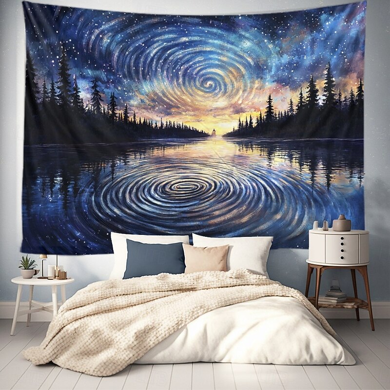 Fingerprint Landscape Hanging Tapestry Wall Art Large Tapestry Mural Decor Photograph Backdrop Blanket Curtain Home Bedroom Living Room Decoration