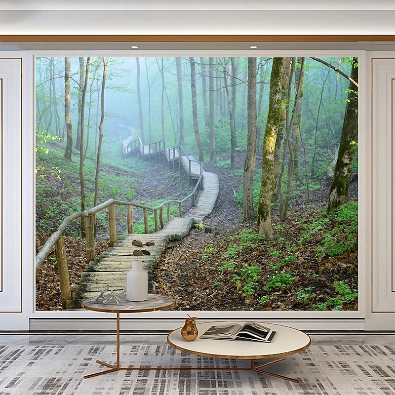 Landscape 3D Wallpaper Home Decoration Wall Mural Roll Peel and Stick Removable PVC/Vinyl Material Self Adhesive/Adhesive Required Wall Decor for Living Room4