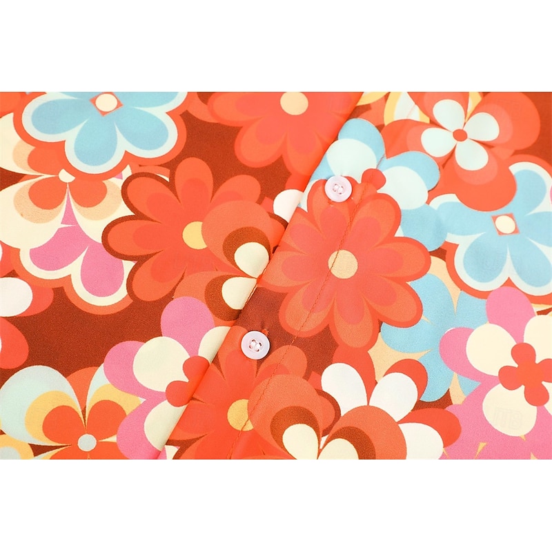 Retro Vintage 1970s Shirt Aloha Shirt Hippie Floral Fancy Dress Men's Vacation Party Pride Parade Adults' Shirt4