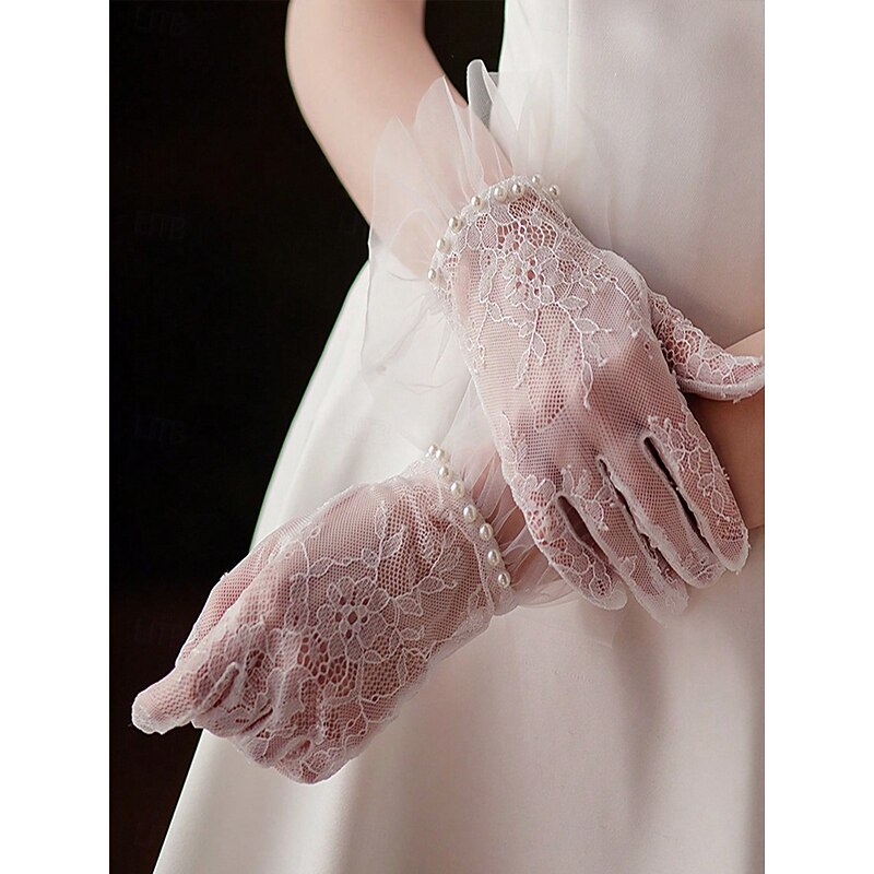 Lace Wrist Length Glove Elegant / Classic Style With Pure Color Wedding / Party Glove3