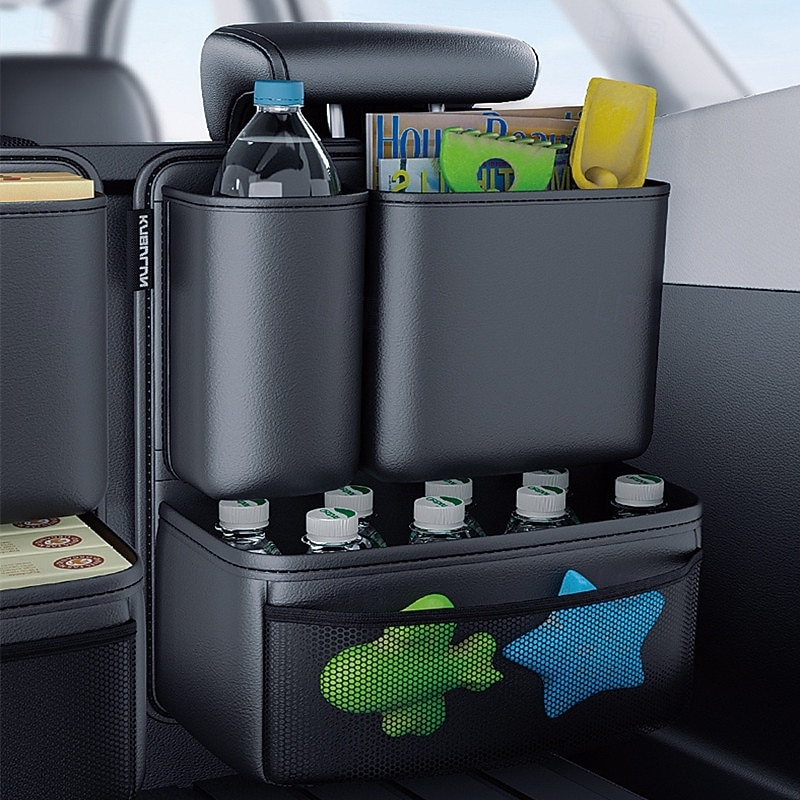 Car Trunk Organizer Hanging Backseat Storage Bag Hook and Loop Fastener Leatherette Storage Pocket for SUV/MPV/Truck