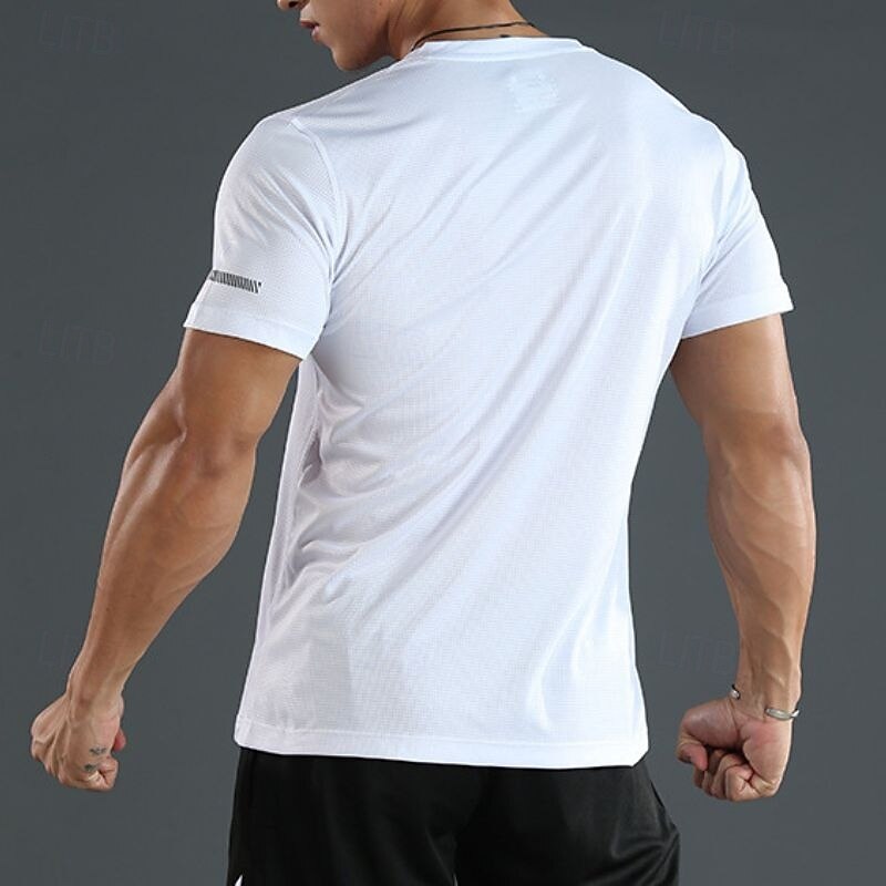 Men's Tee Short Sleeve Shirt Tee Top Short Sleeve Crewneck Spring &  Fall Solid / Plain Color Fashion Designer Quick Dry Vacation Street Going out Black White Red Top Tee for Men4