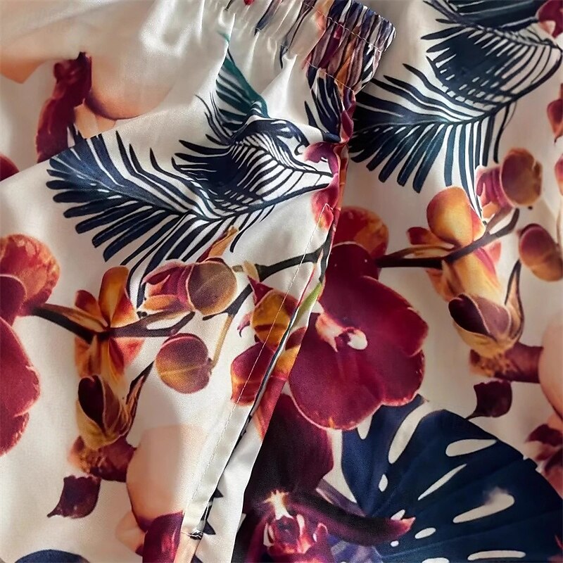 Men's Swim Trunks Swim Shorts 4-Way Stretch Fabric Board Shorts Bottoms Drawstring with Pockets Swimming Surfing Beach Water Sports Floral Printed Summer Spring3