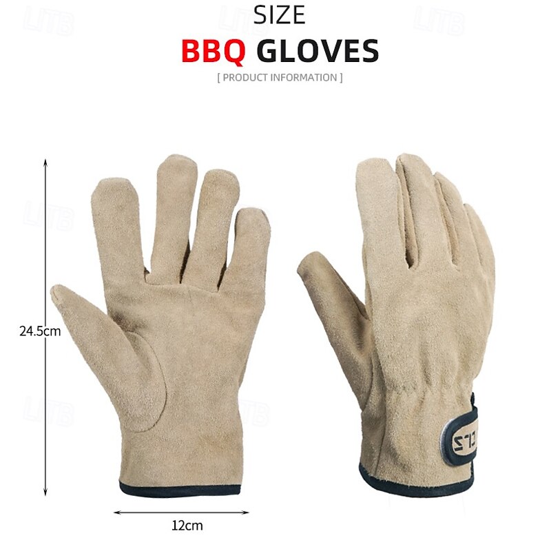 1 Pair of Outdoor Camping Picnic BBQ Gloves Heat Resistant Durable Non-Slip Gloves for Grilling Cooking and Outdoor Activities Protective Gloves for Handling Hot Items and BBQ Tools4