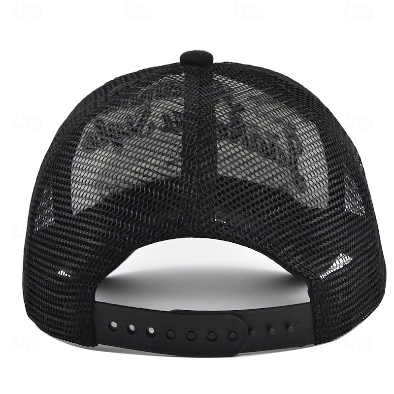 Men's Baseball Cap Sun Hat Trucker Hat Mesh Cap Black Wine Cotton Adjustable Fashion Daily Wear Festival Letter Embroidered Casual / Daily3