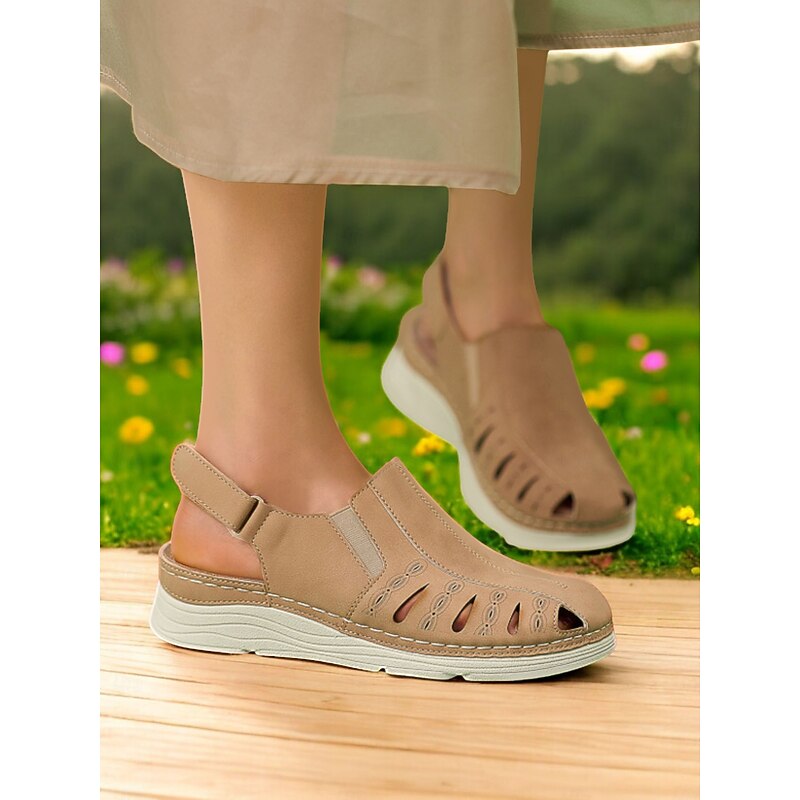 Slingback Casual Sandals for Women – Closed-Toe Shoes with Cutout Design, Comfortable for Everyday Wear and Spring/Summer Occasions