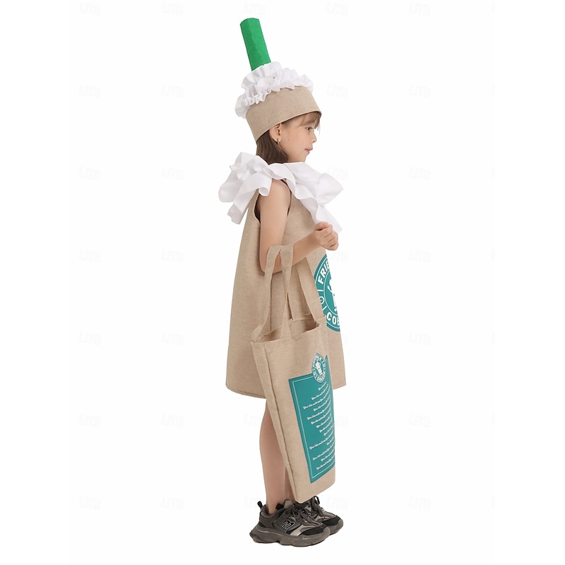 Coffee Halloween Cosplay Costume Outfits Funny Costumes Cosplay Kid's Boys' Girls' Halloween Carnival Mardi Gras Performance Party Easy Halloween Costumes Dress Up4
