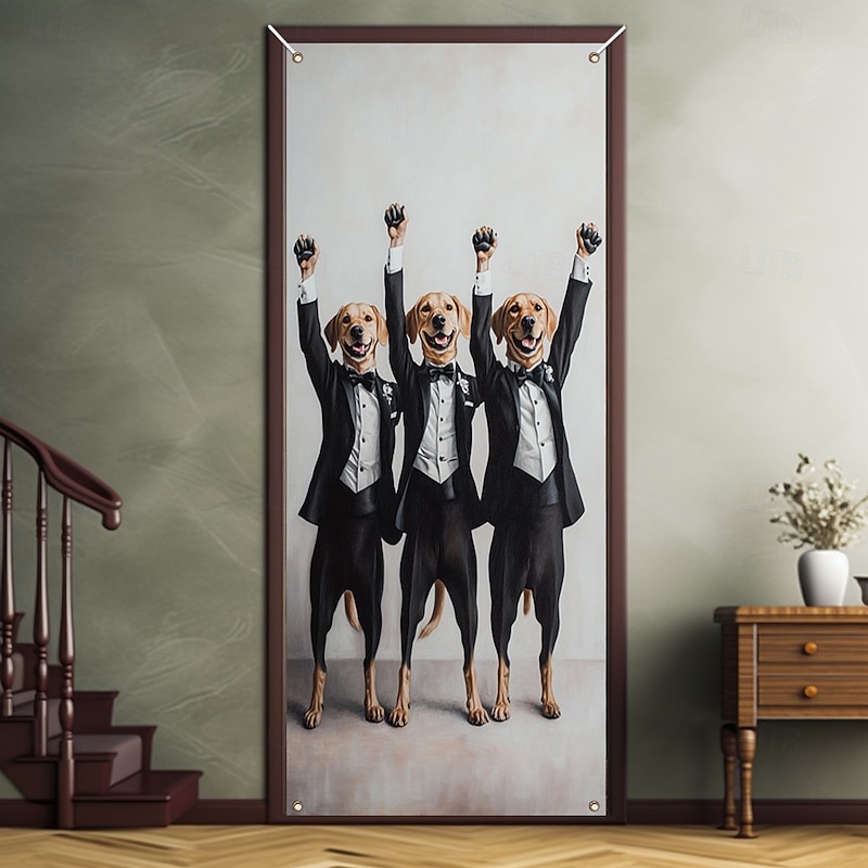 Funny Animal Door Decorations Door Covers Dogs Door Tapestry Door Curtain Decoration Backdrop Indoor/Outdoor Door Banner for Front Door Farmhouse3
