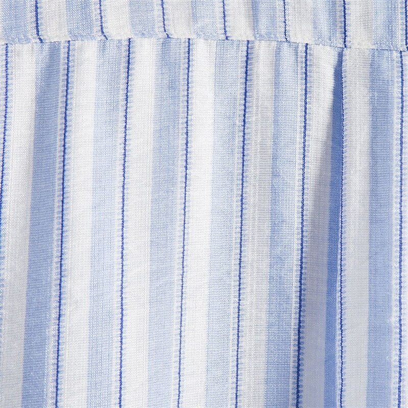 Men's Shirt Summer Shirt Casual Shirt Beach Shirt Button Up Shirt Light Blue Short Sleeve Stripe Grandad Collar Lapel Vacation Hawaiian Clothing Apparel Fashion Casual Comfortable3