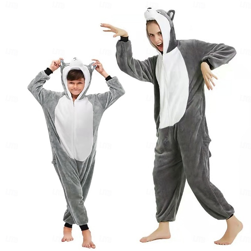 Kid's Adults' Animal Group Costume Onesie Costume Carnival Costume Mouse Onesie Pajamas Kigurumi Pajamas For Men and Women Boys and Girls Carnival Cartoon