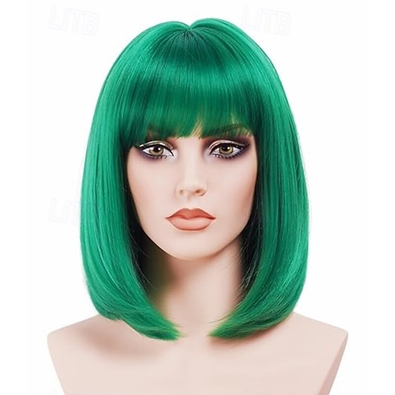 Short  Bob Wig with Bangs Hair Synthetic Heat Resistant Wigs for Women2