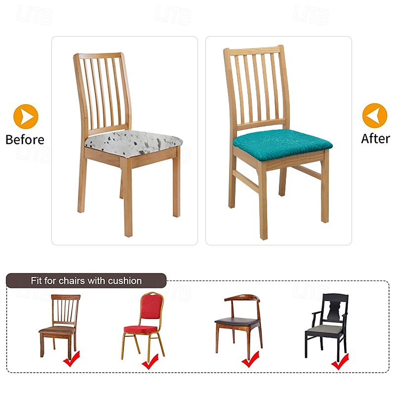 Stretch Dining Chair Seat Cover Fabric Stretch Chair Cushion Seat Cushion Slipcover Dining Room Kitchen4