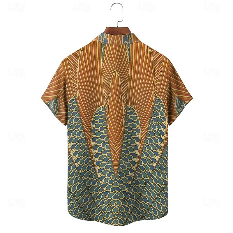 Men's Male Palm Leaf Tropical Plants Summer Hawaiian Shirt Aloha Shirt Short Sleeves Shirt Shirt Collar Casual Going out Weekend Brown M L XL2