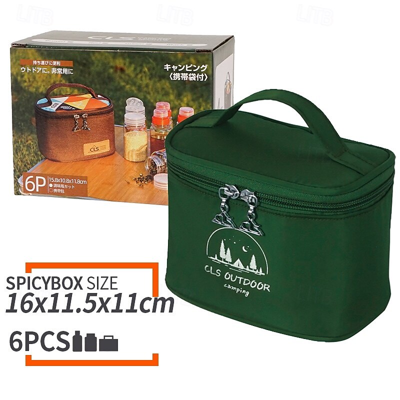 6-Piece Set Travel Spice Kit Spice Containers for Camping Portable Spice Kit Camping Salt Pepper Shakers Camping Spice Containers Seasoning Storage with Bag for Home Kitchen Camping BBQ Traveling 9