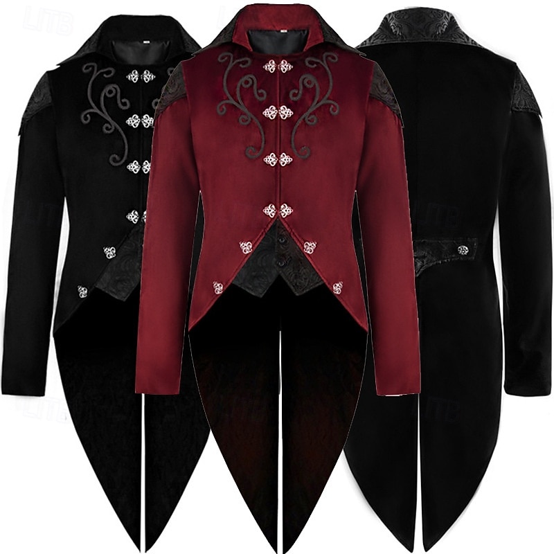 Punk & Gothic Medieval Steampunk Coat Masquerade Vampire Plague Doctor Fancy Dress Men's Royal Steampunk Carnival Masquerade Party Adults' Coat