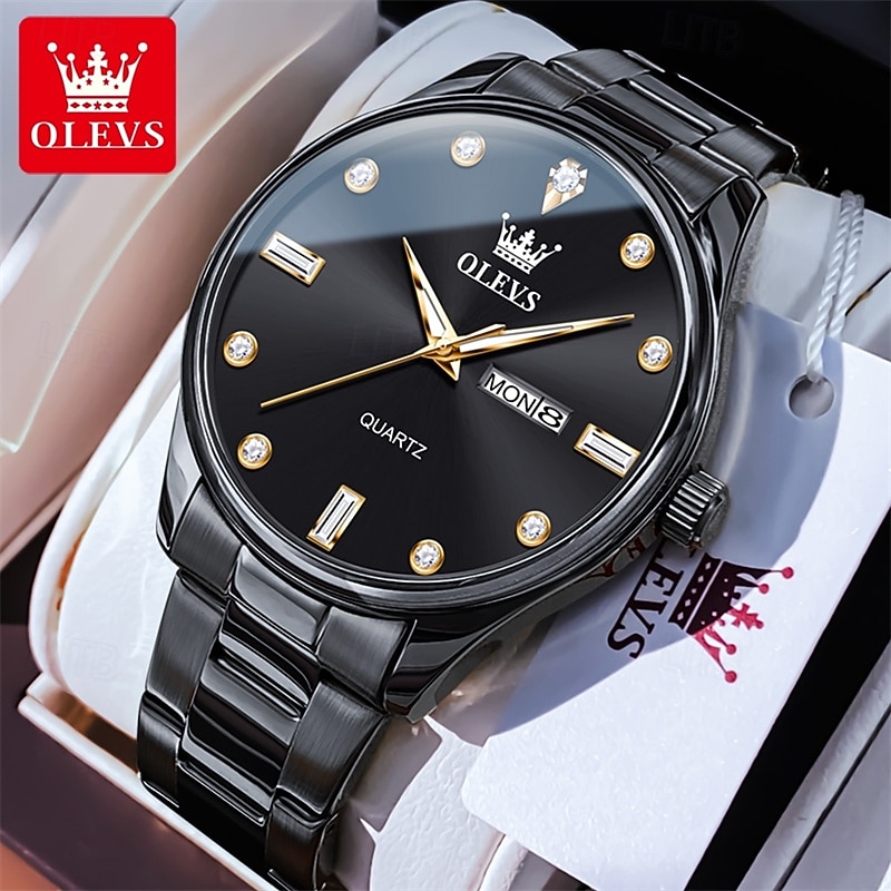 The New Olevs Men'S Business Quartz Watch Luminous Calendar Week Display Fashion Multi-Functional Quartz Watch Waterproof Sports Leisure Watch