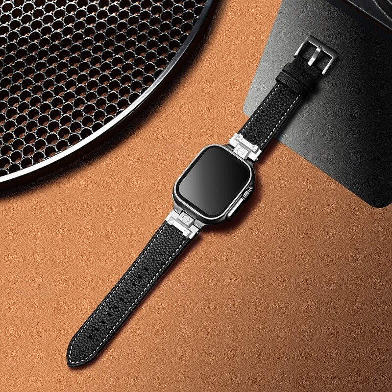 Solo Loop Compatible with Apple Watch band 38mm 40mm 41mm 42mm 44mm 45mm 49mm Adjustable PU Leather Strap Replacement Wristband for iwatch Ultra 2 Series 9 8 7 SE 6 5 4 3 2 13