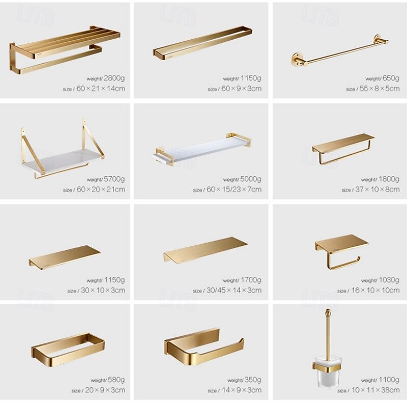 Brushed Brass Towel Holder, Bathroom Towel Rack Wall Mounted Towel Holder,Brass Bathroom Accessories,Bathroom Shelf,Towel Holder,Towel Rack,Bathroom Hardware3