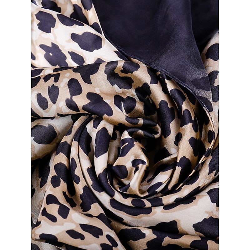 Women's Swimsuits Cover Up Swimsuit Buttons Vacation Beach Wear Leopard V Neck Long Sleeve Bathing Suits4