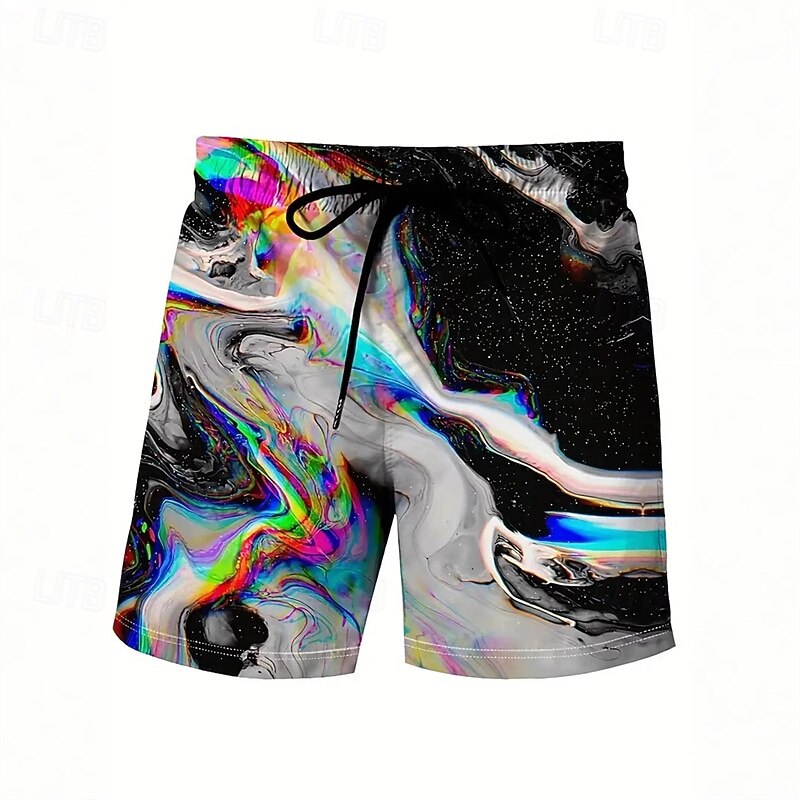 Men's Swim Trunks Swim Shorts 4-Way Stretch Fabric Board Shorts Bottoms Drawstring with Pockets Swimming Surfing Beach Water Sports Printed Summer Spring
