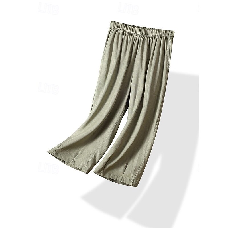 Women's Chinos Fashion Basic Full Length Medium Waist Plain Pocket Comfort Outdoor Inelastic Vacation Street Daily Earth Yellow Violet White Army Green Summer Spring Loose Fit2