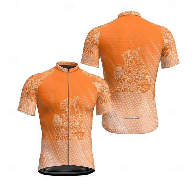 Men's Cycling Jersey Gradient Short Sleeve Bike Tee Tshirt Jersey with 3 Rear Pockets Mountain Bike MTB Quick Dry Anatomic Design Wicking Breathable Sports Black Purple Orange Clothing Apparel