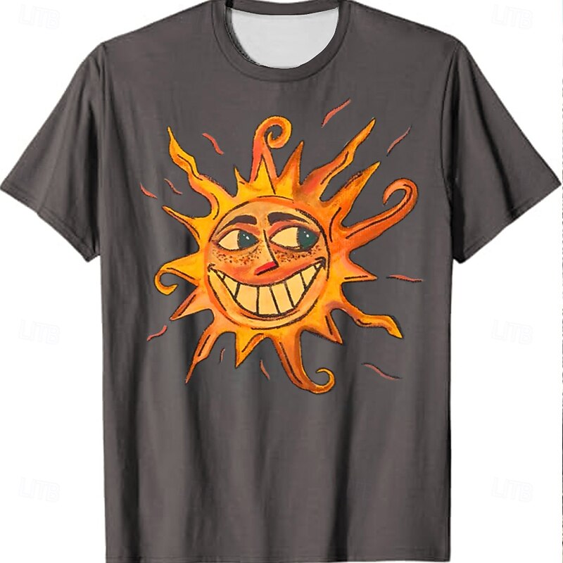 Men's Sun Maori T Shirt Short Sleeve T shirt 3D Print Crew Neck Shirt Tropical Hawaiian Vacation Street Daily Black Gray Summer Spring Clothing Apparel S M L XL XXL XXXL2