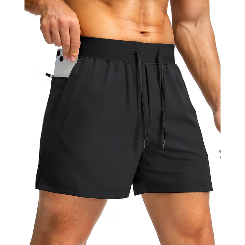 Men's Active Shorts Sweat Shorts Shorts Summer Shorts Pocket Drawstring Elastic Waist Plain Comfort Short Sports Outdoor Daily Going out Fashion Casual Black Navy Blue Micro-elastic2