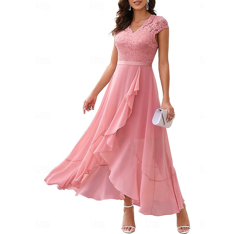Women's Graduation Dress Maxi Dress Solid Color Prom Dress A Line Dress Fit And Flare Dress Elegant Formal Semi Wedding Guest Engagement Cocktail Party Graphic Sleeveless V Neck4