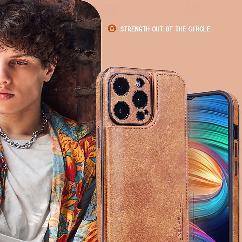 Phone Case For iPhone 16 15 14 Pro Max Plus 13 12 11 Pro Max Back Cover with Stand Holder Card Slot Shockproof Retro TPU4