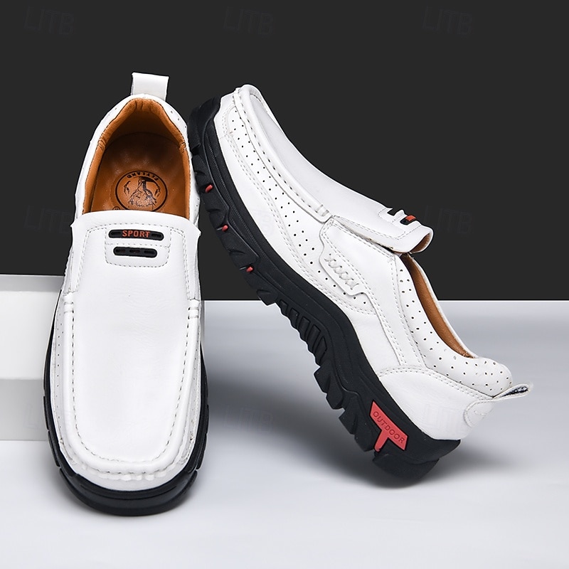Men's Outdoor Slip-On Loafers – Breathable Perforated Faux Leather Casual Shoes with Rugged Non-Slip Sole for Walking & Travel3