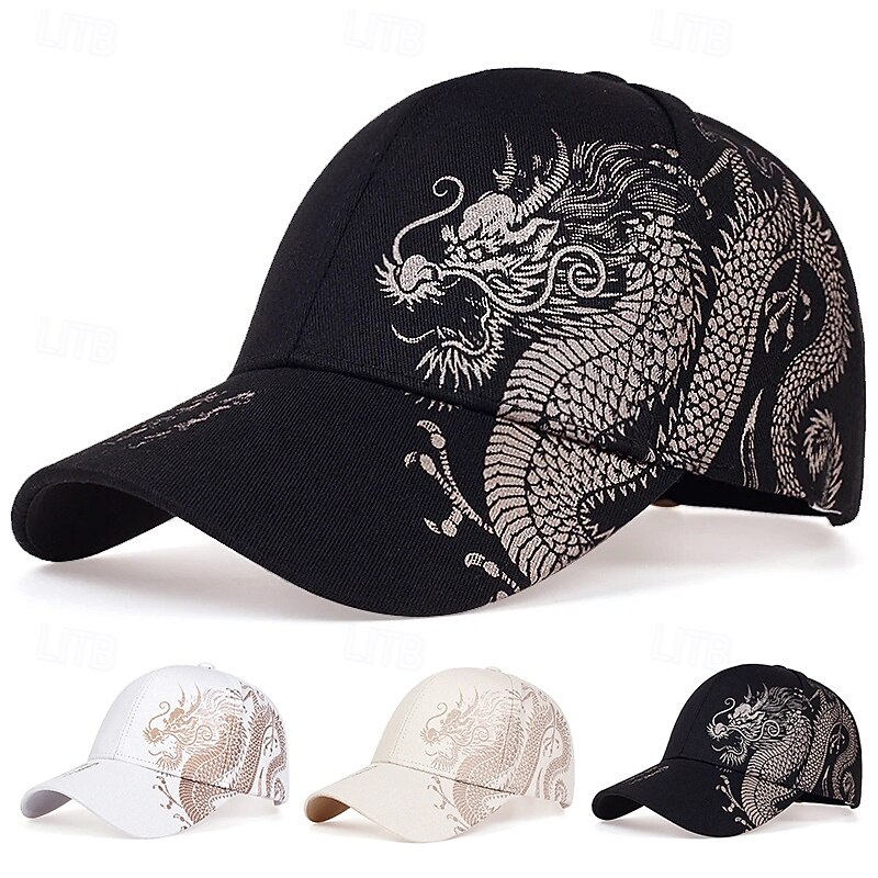 Men's Baseball Cap Sun Hat Trucker Hat Black White Cotton Print Fashion Casual Daily Weekend Pattern Animal Patterned Solid / Plain Color Adjustable Sunscreen Breathable