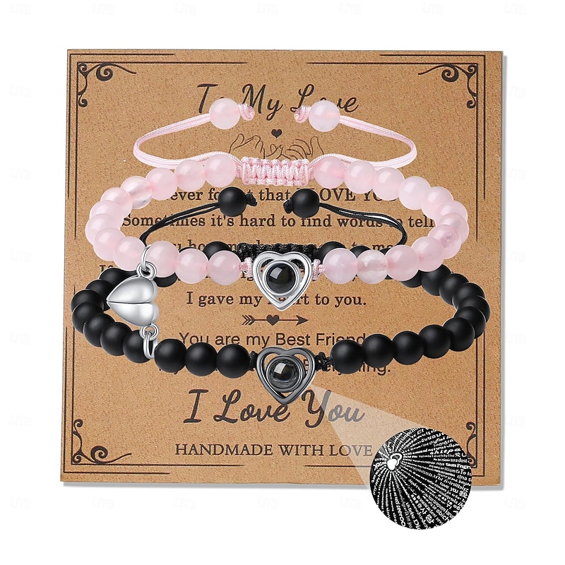 Touch Bracelets for Couples, Love Bracelet Glow Bracelets for Couples Long Distance Touch Bracelets Long Distance Relationship Gifts for Girlfriend Bluetooth Pairing Jewely3