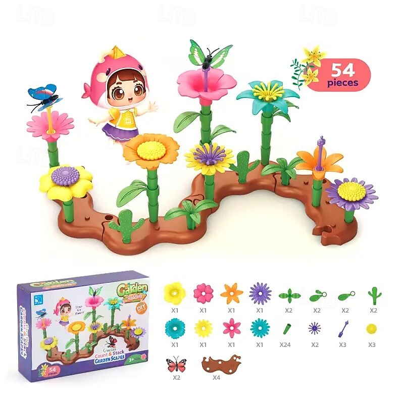 Flower Garden Building Toy Random Color STEM Educational Activity Preschool Toy Halloween/ Thanksgiving Day/ Christmas Gift Easter Gift2
