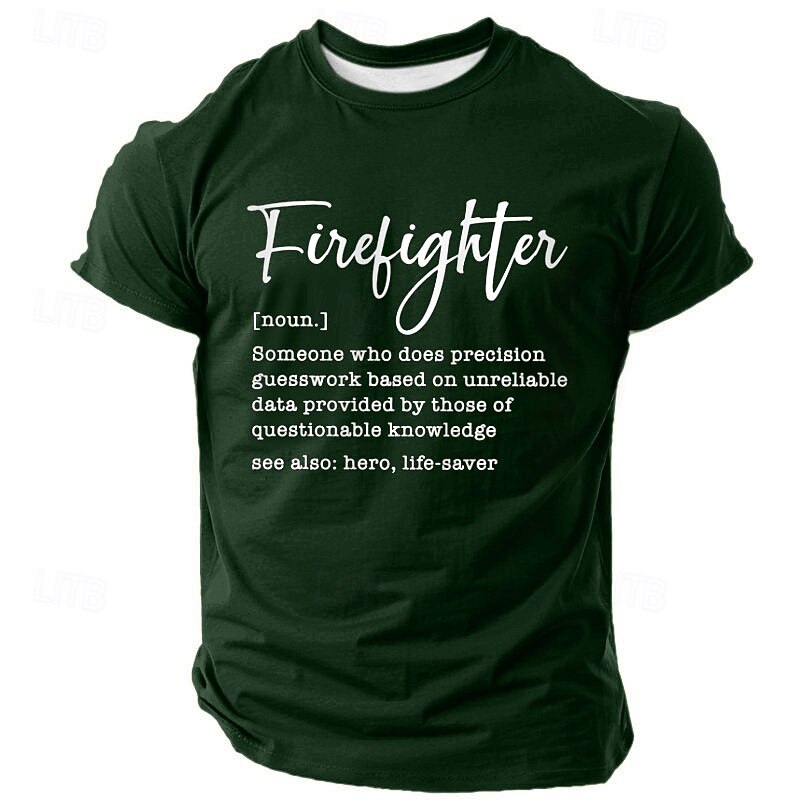 Men's Funny Firefighter Definition T-Shirt - Humorous Work & Office Graphic Tee for Heroes and Life-Savers2