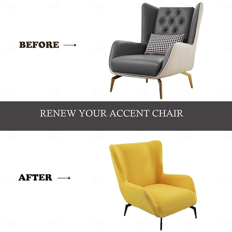 High Stretch Wingback Chair Covers Jacquard High Back Armchair Slipcovers 1 Piece Modern Single Sofa Cover Washable Furniture Protectors for Living Room Bedroom4