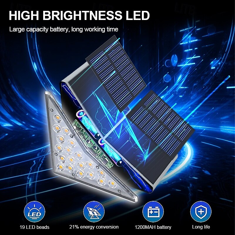 2pcs Solar Step Lights, 19LED IP67 Waterproof Channel Lighting for Garden, Balcony Railing and Outdoor Atmosphere Decor3